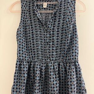 GAP Navy Geometric Sleeveless Blouse
